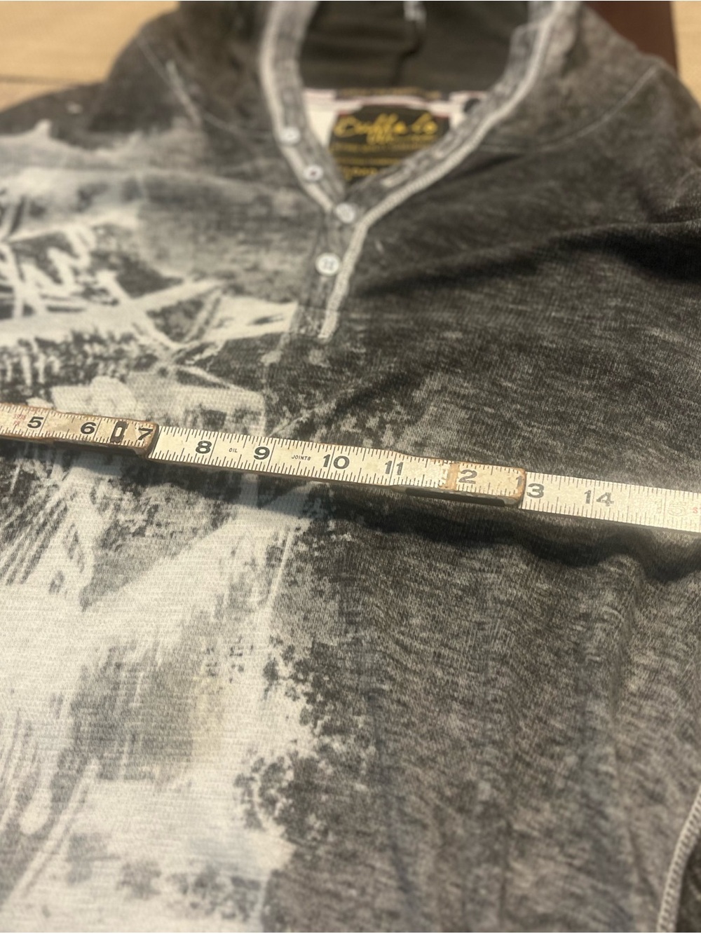Buffalo David Bitton Gray Hooded Henley with Yellow Logo Tag - Picture 3 of 4